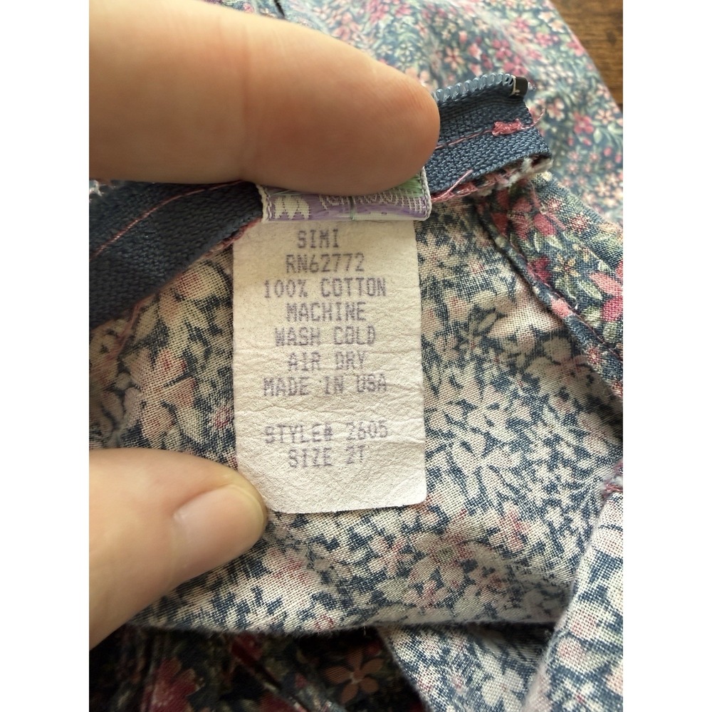 Vintage Simi Toddler Girls Dress Size 2T Peter Pan Collar Ditzy Floral Lined - Picture 7 of 9